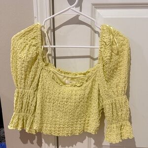 Mustard Seed Light Yellow Smocked Blouse